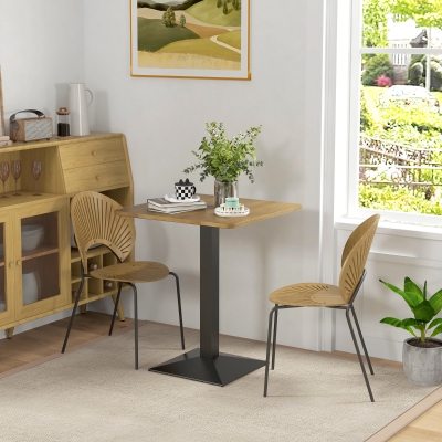 HOMCOM 28" Square Dining Table, Modern Dining Room Table with Steel Base, Space Saving Small Kitchen Table, Dark Brown