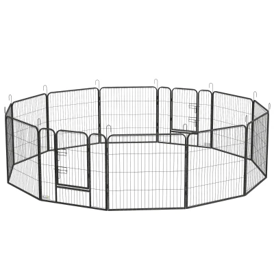 PawHut Dog Pen with Gate, 12 Panels Puppy Playpen, Dog Fence, 31.5"H