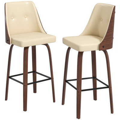 HOMCOM Bar Height Stools Set of 2, Beige