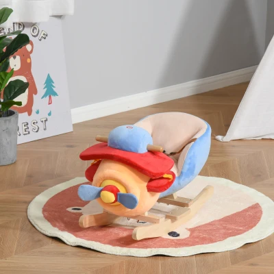 Qaba Kids Rocking Horse, Plush Ride-on Plane Chair Toy