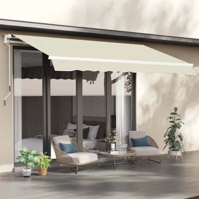 Outsunny 10' x 8' Retractable Awning Fabric Replacement Outdoor Sunshade Canopy Awning Cover, UV Protection, Cream White