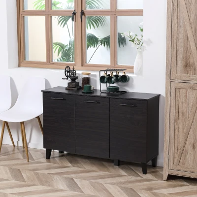 HOMCOM Kitchen Sideboard Buffet Cabinet with Adjustable Shelf, Walnut