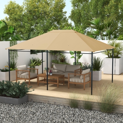 Outsunny 10' x 13' Gazebo Replacement Canopy Cover, Gazebo Roof Replacement (TOP COVER ONLY), Khaki