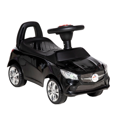 Aosom Kids Ride On Push Car, Black with Music & Storage