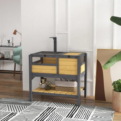 PawHut Tortoise Habitat with Shelf Storage, Indoor, Yellow