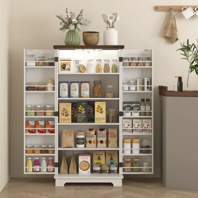 Kitchen Pantry Cabinet 23.6" W x 15.7" W x 47.2" H White