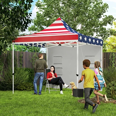 Pop Up Canopy 118.1" L x 118.1" W x 133.1" H American Flag Print