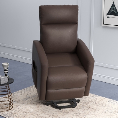 HOMCOM Power Lift Recliner Chair with Remote Control Side Pocket for Living Room Home Office Study Brown