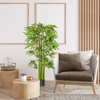 HOMCOM 5.3ft Artificial Tree, Indoor Fake Bamboo with Pot, for Home, Office, and Living Room Decor
