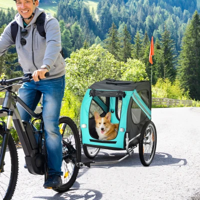 Aosom Dog Bike Trailer, Green, Large Wheels