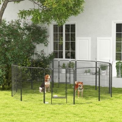 PawHut Dog Pen with Gate, 12 Panels Puppy Playpen, Dog Fence, 39"H