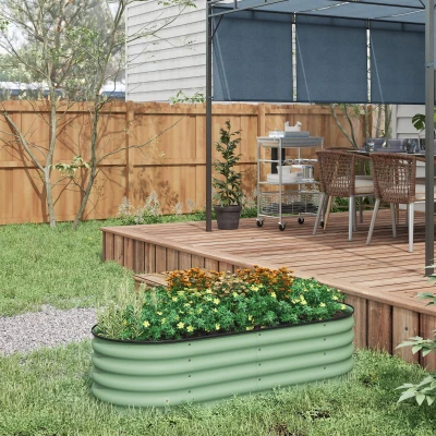 Outsunny 4.9' Galvanized Raised Garden Bed Kit, Metal Planter, Green