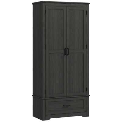 HOMCOM 69" Farmhouse Kitchen Pantry Cabinet with Drawer, Black