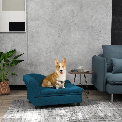 PawHut Dog Sofa for Small Medium Dogs with Storage, Dark Blue