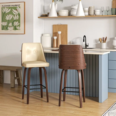 HOMCOM Bar Height Stools Set of 2, Beige