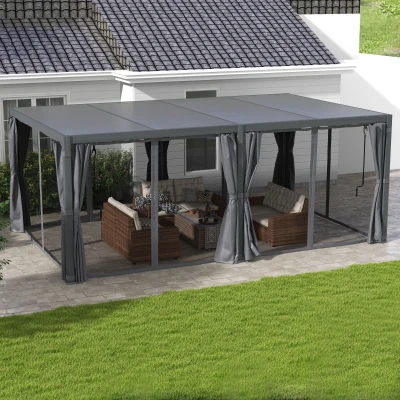 Outsunny 12' x 19' Aluminum Pergola, Adjustable Outdoor Canopy, Dark Gray