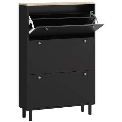HOMCOM Shoe Storage with 3 Flip Drawers and Adjustable Shelves, Entryway Shoe Storage Cabinet for 24 Pairs of Shoes, Black