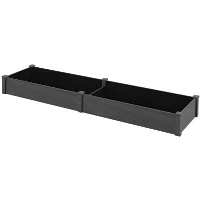 Outsunny Garden Bed with 2 Planter Box and Non-woven Fabric Liner for Backyard, Patio, 96" x 24" x 10", Grey