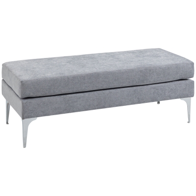 HOMCOM 48" Upholstered Bedroom Bench with Steel Legs, Light Gray