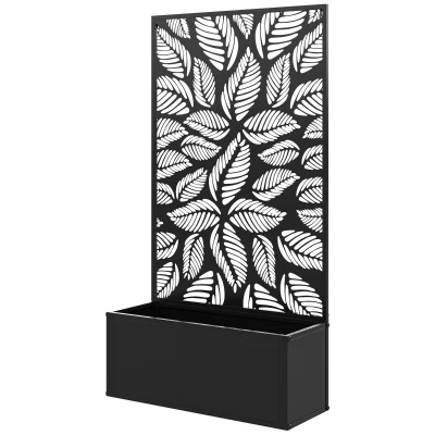 Outsunny Metal Raised Garden Bed with Privacy Panel, Freestanding or Wall Mounted Outdoor Planter Box for Garden, Patio