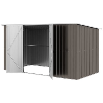 Outsunny 11' x 6' Metal Storage Shed, Lockable Utility, Light Gray