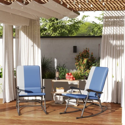 Rocking Chair Set 27.6" W x 42.9" D x 36.6" H Dark Blue