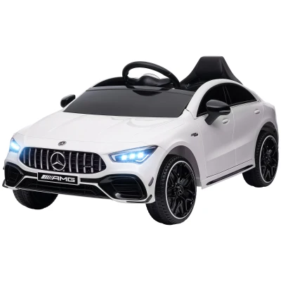 Qaba Mercedes-Benz AMG Licensed 12V Ride on Car, Kids Electric Car with Remote Control, Spring Suspension, LED Lights, White
