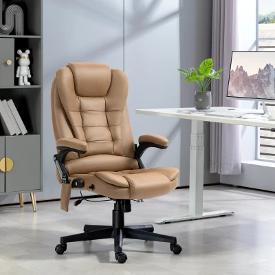 Vinsetto Massage Office Chair with Heat, Reclining, Light Brown