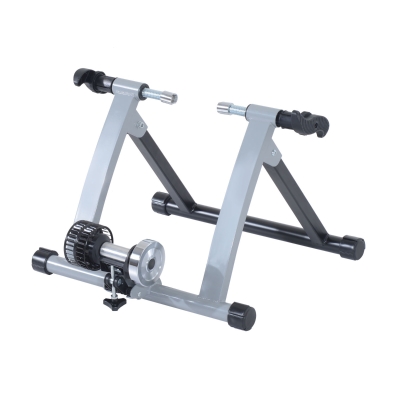 Soozier Foldable Indoor Bike Trainer, Stationary Bicycle Stand for Indoor Cycling Riding Exercise, 26-28" & 700C Wheels, Silver