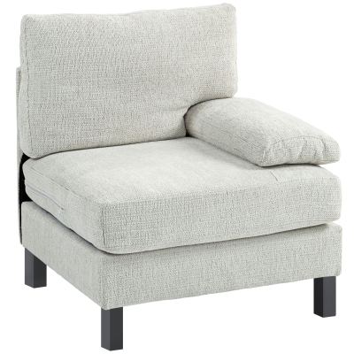 HOMCOM Modular Sectional Sofa Armchair with Wood Legs, Cream White