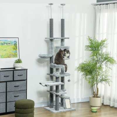 Floor to Ceiling Cat Tree 23.6" W x 18.9" D x 100.4" H Gray