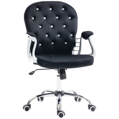 Vinsetto Tufted Office Chair with Armrests, Adjustable Swivel, Black