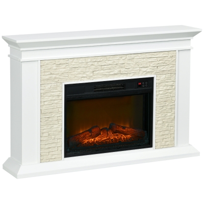 HOMCOM 31.5" Electric Fireplace Heater with Mantel, 1400W, White