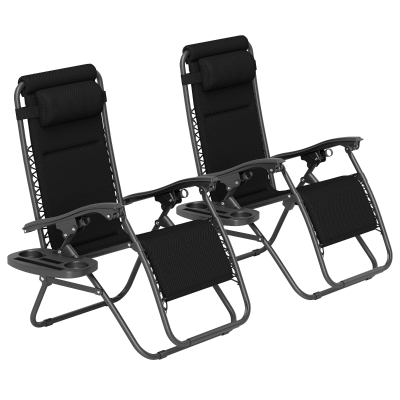 Outdoor Lounge Chair Set 24.8"W x 35.4"D x 42.9"H Black