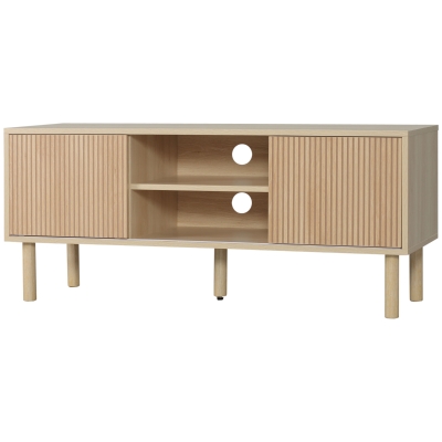 HOMCOM Modern TV Stand for TVs up to 50", TV Cabinet with Storage Shelves for Living Room, Natural