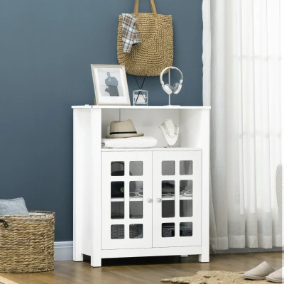 HOMCOM Kitchen Storage Sideboard Cabinet with Glass Doors