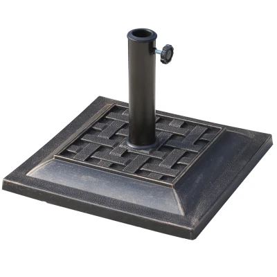 Outsunny 20 lbs Resin Patio Umbrella Stand Base Coated Pole Square Market Umbrella parasol Holder Bronze