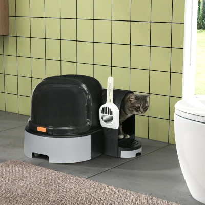 Cat Litter Box 23.6" L x 20.5" W x 16.5" H Gray