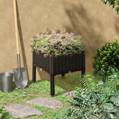 Outsunny Raised Garden Bed with Legs, Self-Watering, Brown
