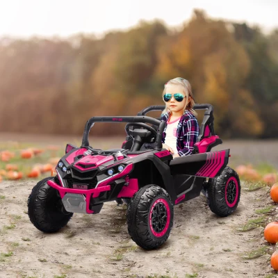 Qaba 24V 7AH 2-Seater Ride-On Car UTV, Pink
