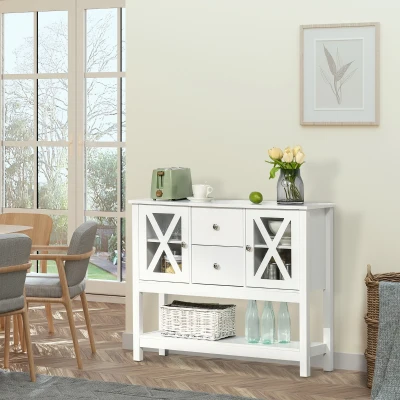 HOMCOM Sideboard Buffet Cabinet with Storage Drawers, White