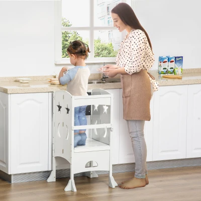 Kid's Kitchen Helper 22.25" x 22.25" x 37" White