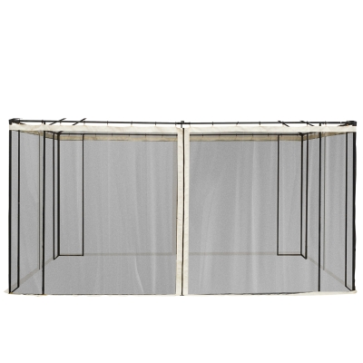 Outsunny Replacement Mosquito Netting for Gazebo 10' x 13' Black Screen Walls for Canopy with Zippers for Parties and Outdoor Activities, Cream White