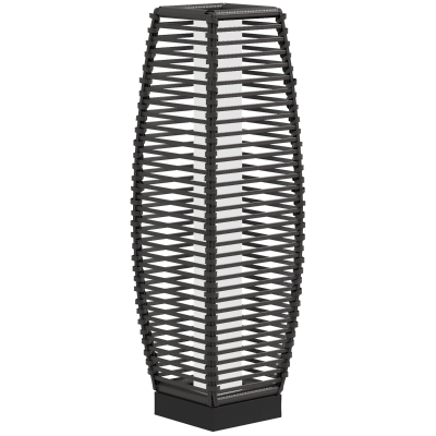 Outsunny Solar Rattan Lantern, Auto On/Off Outdoor Light, Gray