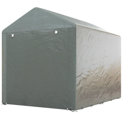 Outsunny Portable Bicycle Shed with Galvanized Steel Frame and Large Door, Waterproof Outdoor Shed for Garden Tools, Light Grey