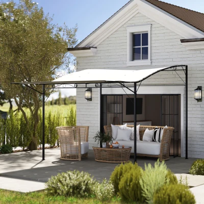 Patio Extendable Gazebo 9.8' x 8.2' x 8.2' Cream White