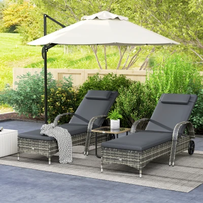 Chaise Lounge Set 76.8" L x 26.4" W x 38.2" H Mixed Gray and Gray