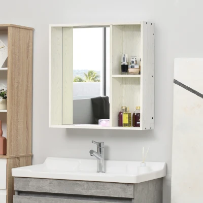 Kleankin 31.5" Wall-Mounted Bathroom Cabinet with Mirror, White