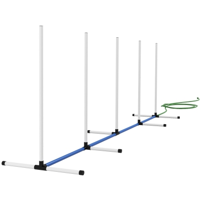 PawHut 2PCs Dog Agility Kit with Weave Poles, Spray Water Tube, Whistle, Carry Bag, White
