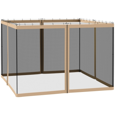Outsunny Gazebo Replacement Mosquito Netting 10' x 10' Black Screen Walls for Canopy with Zippers for Parties and Outdoor Activities